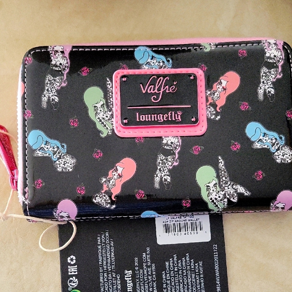 Loungefly Valfrr Tattoo Aop Zip Around Wallet